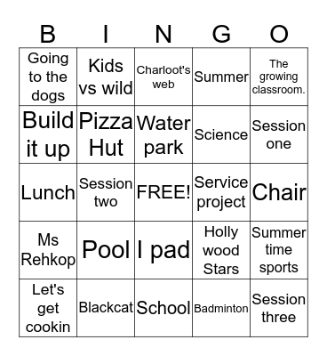 Kiley Bingo Card