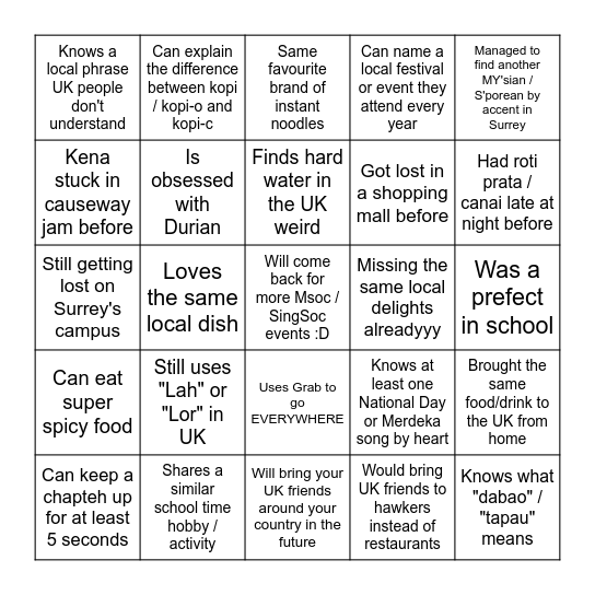 MSoc X SingSoc M&G 2026 Bingo Card