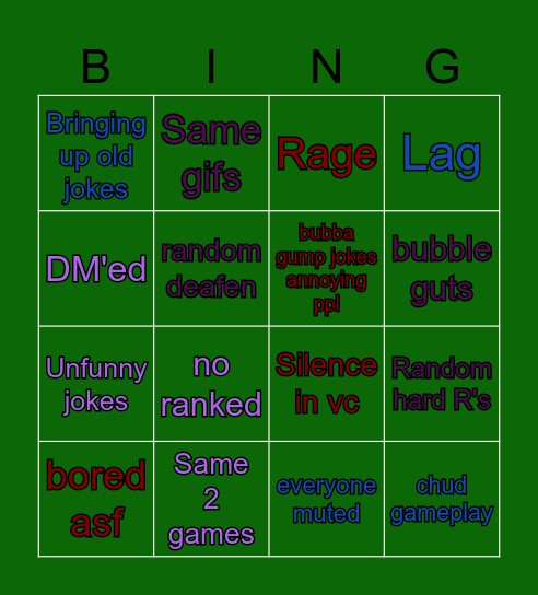 Ignore! Bingo Card