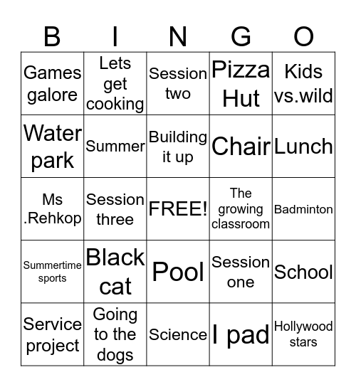 Matthew Starkey Bingo Card