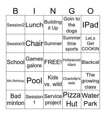 Kassidy Bingo Card