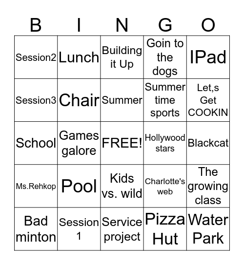 Kassidy Bingo Card