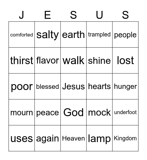 The Seron on the Mount Bingo Card
