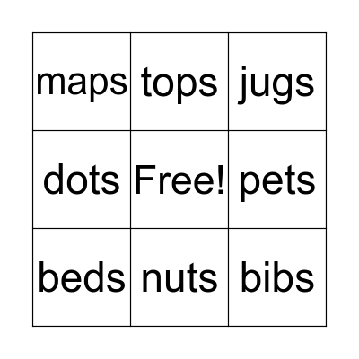 Plural Bingo Card