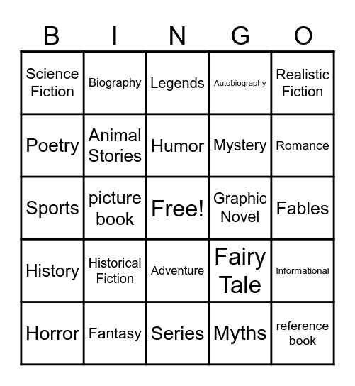 Genre Bingo Card