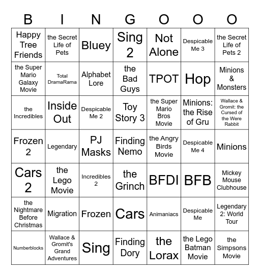 1 Second from Every 49 Random Moments Bingo Card