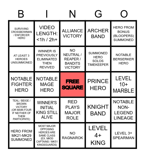 MK52 BINGO CARD Bingo Card