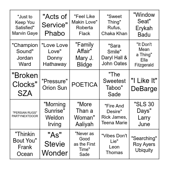 POETICA BINGO Card