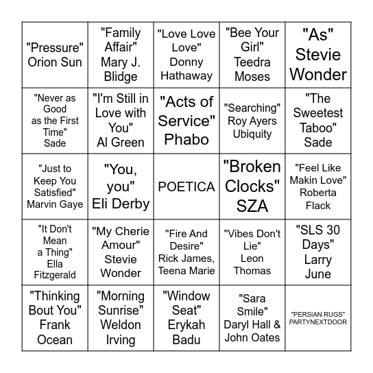POETICA BINGO Card
