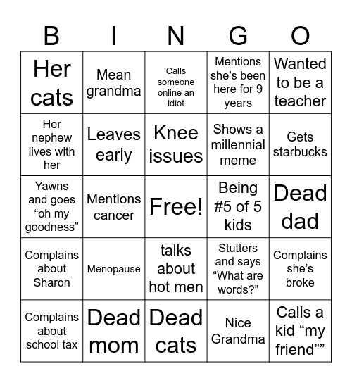 Cathi being Cathi Bingo Card