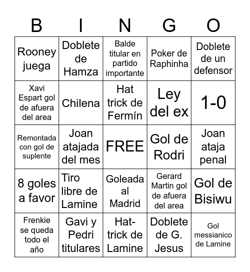 Barcelona 26/27 Bingo Card