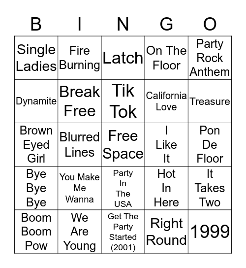 Classic Party Jams - Card 3 Bingo Card