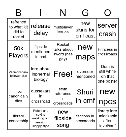 The silly gangs crossroads prediction Bingo Card