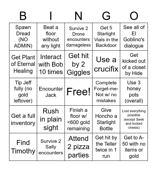 DUURS BINGOOOOOOOOOOOOOOO Bingo Card