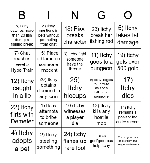 Elysium Bingo Card