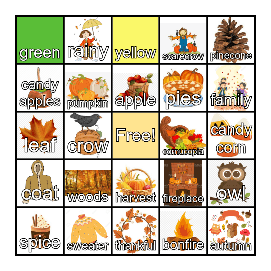 Autumn 2026 Bingo Card