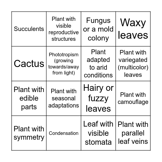 Greenhouse BINGO Card