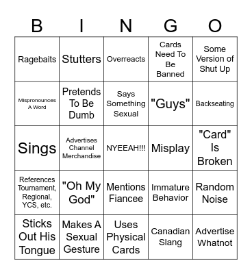 Team SamuraiX1 v3 Bingo Card