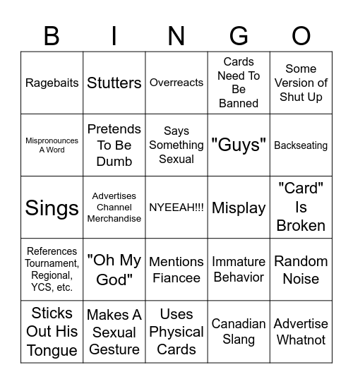 Team SamuraiX1 v3 Bingo Card
