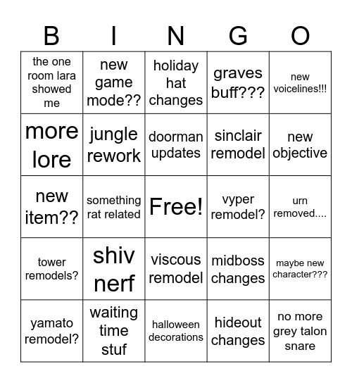 deadlock update bingo Card