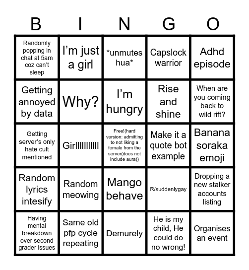 Harleen’s Bingo -data Bingo Card