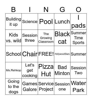 Emma Bingo Card