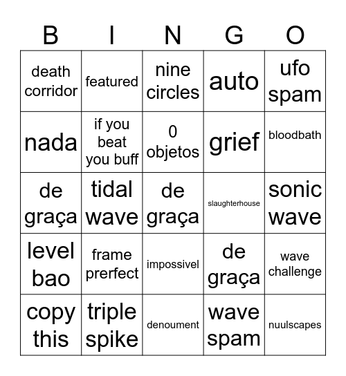 bingo da recent tab Bingo Card