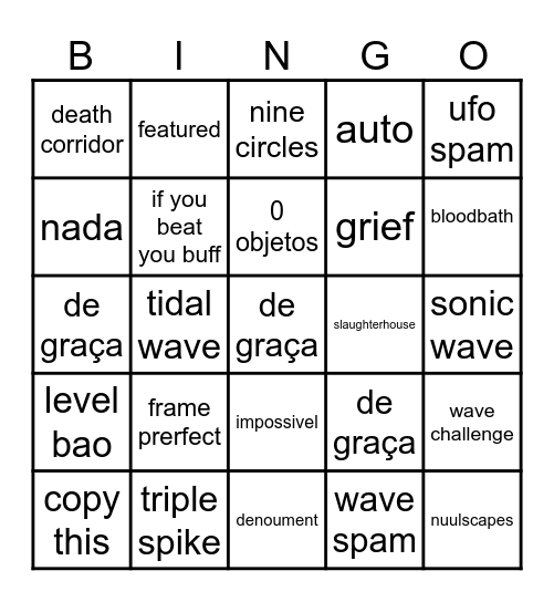 bingo da recent tab Bingo Card