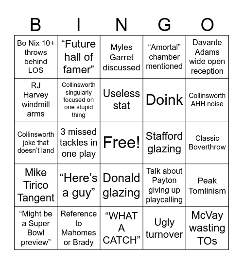 SNF BINGO Card
