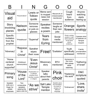 Conference Bingo!!!!! Bingo Card