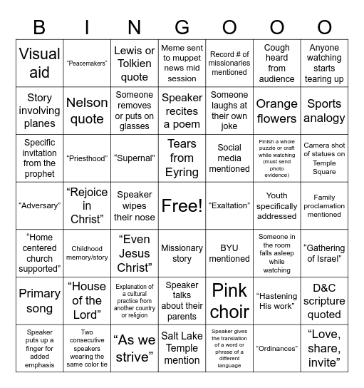 Conference Bingo!!!!! Bingo Card