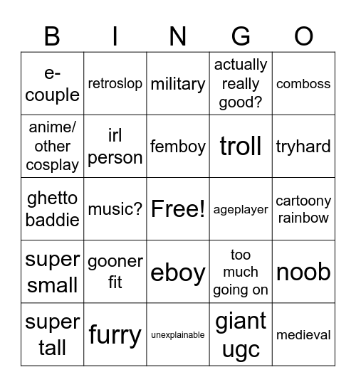Catalog avatars Bingo Card