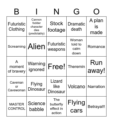 Journey To The Center Of Time Bingo Card