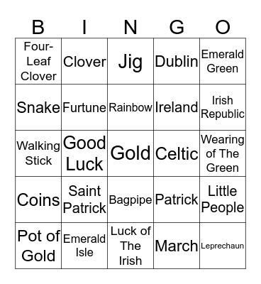 ST. PATRICK'S DAY! Bingo Card