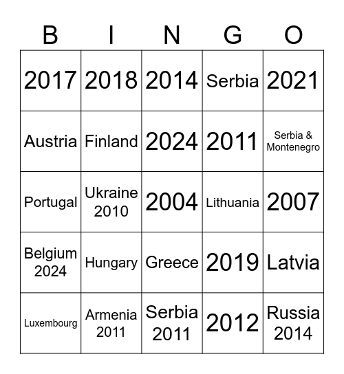 Hits Bingo Card