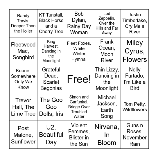 Nature Bingo Card