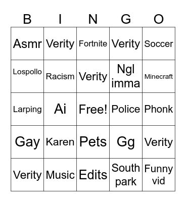 TikTok videos Bingo Card