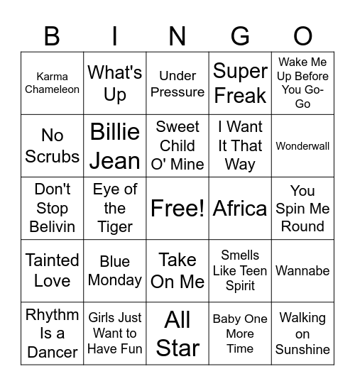 Anchor and Vines Music Bingo Card