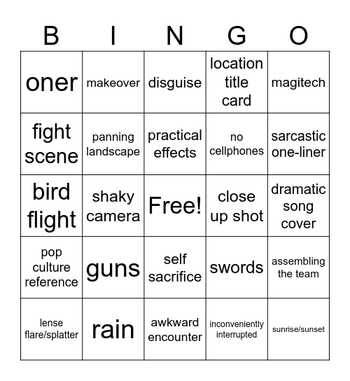Movie Night Bingo Card