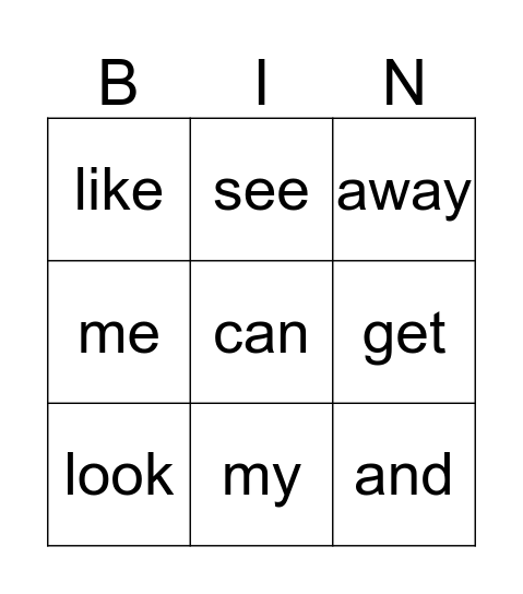 Grade 1 Sight Words Bingo Card