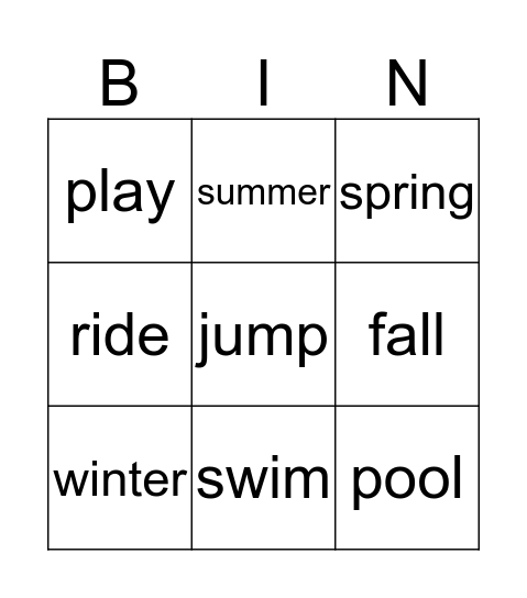 Grade 2 Vocabulary Words Bingo Card