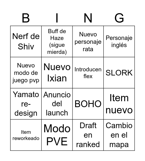 Parche Bingo Card