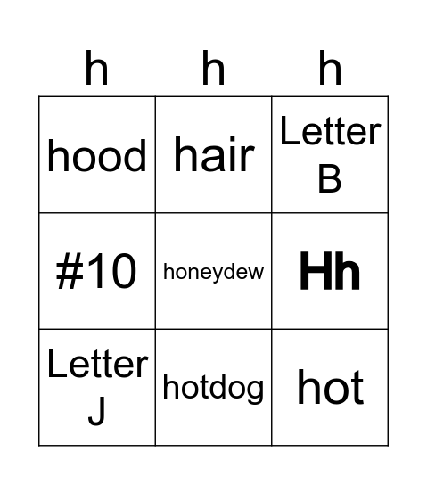 h Bingo Card