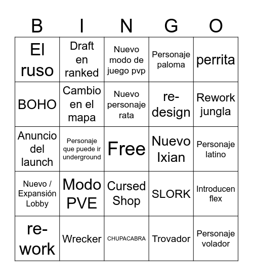 Parche Bingo Card