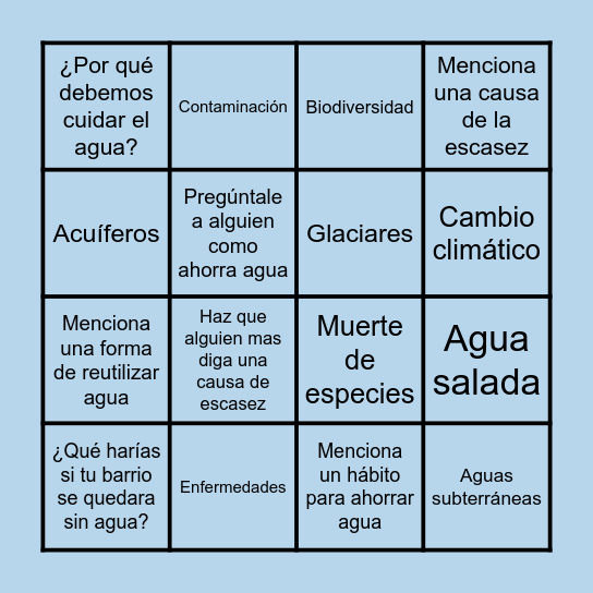 ESCASEZ DE AGUA Bingo Card
