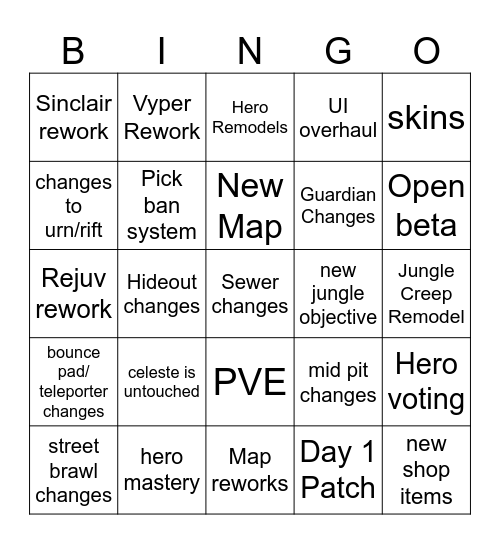 deadlock update Bingo Card
