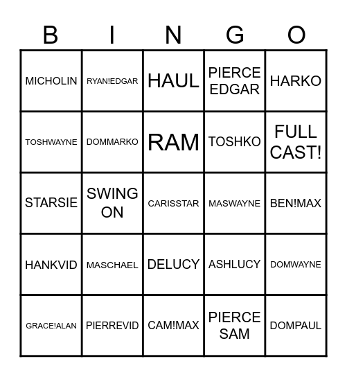 LOST BOYS BINGO Card