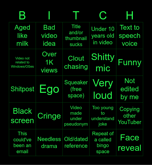 YOUNG CHARLI BINGO Card