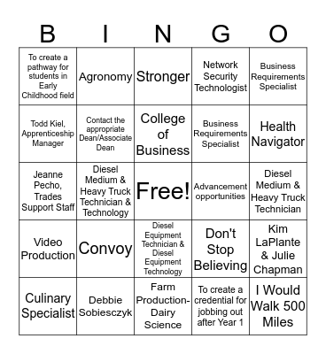 New Program Bingo Card