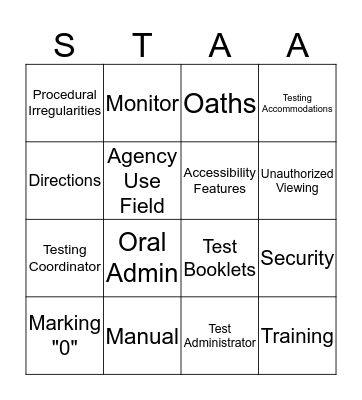 STAAR  Bingo Card